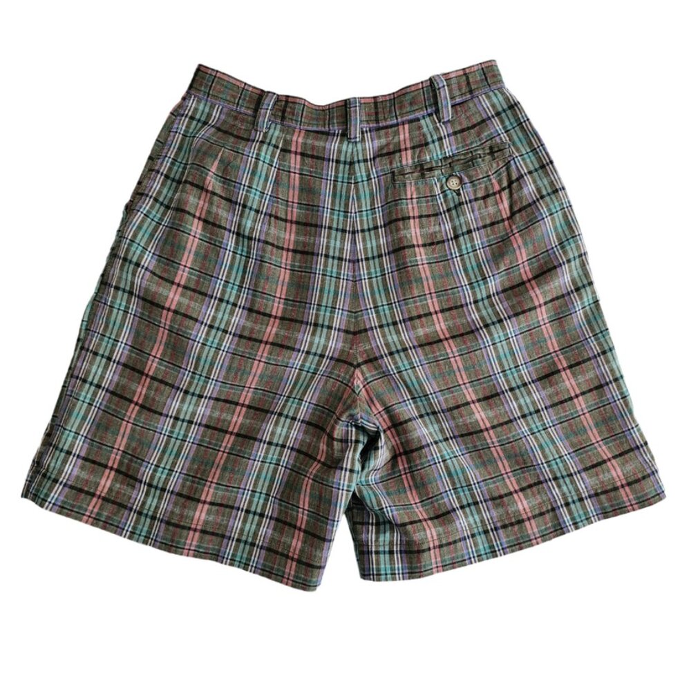 Petite Sophisticate Plaid Shorts | EUC | 6P | Olive Green, Lavender, Coral Multi - Picture 8 of 16